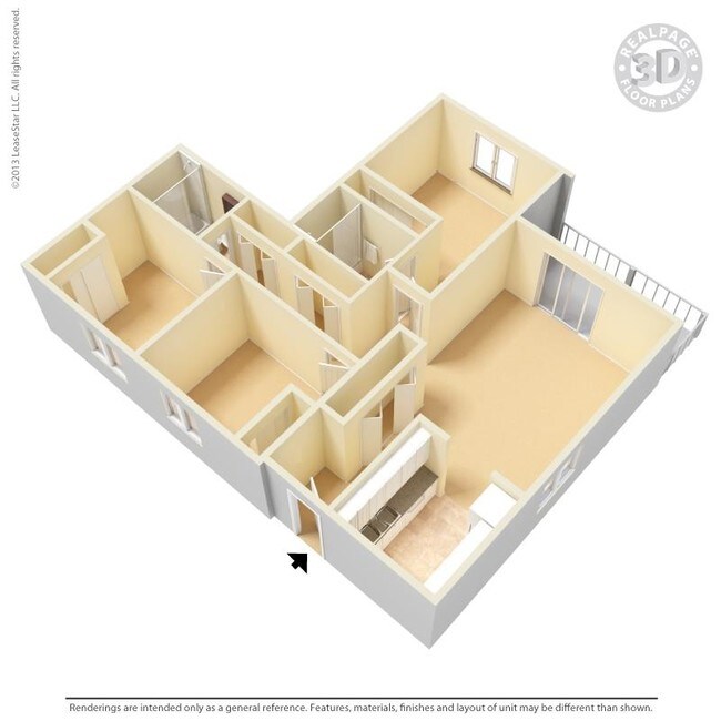 3 Bedroom 2 Bath Market F-204 floor plan
